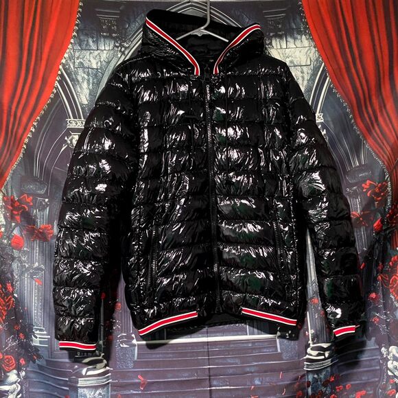 Calvin Klein Puffer Jacket Men's S Black Hooded Zip-Up Water Resistant 7F Warm - Picture 1 of 4